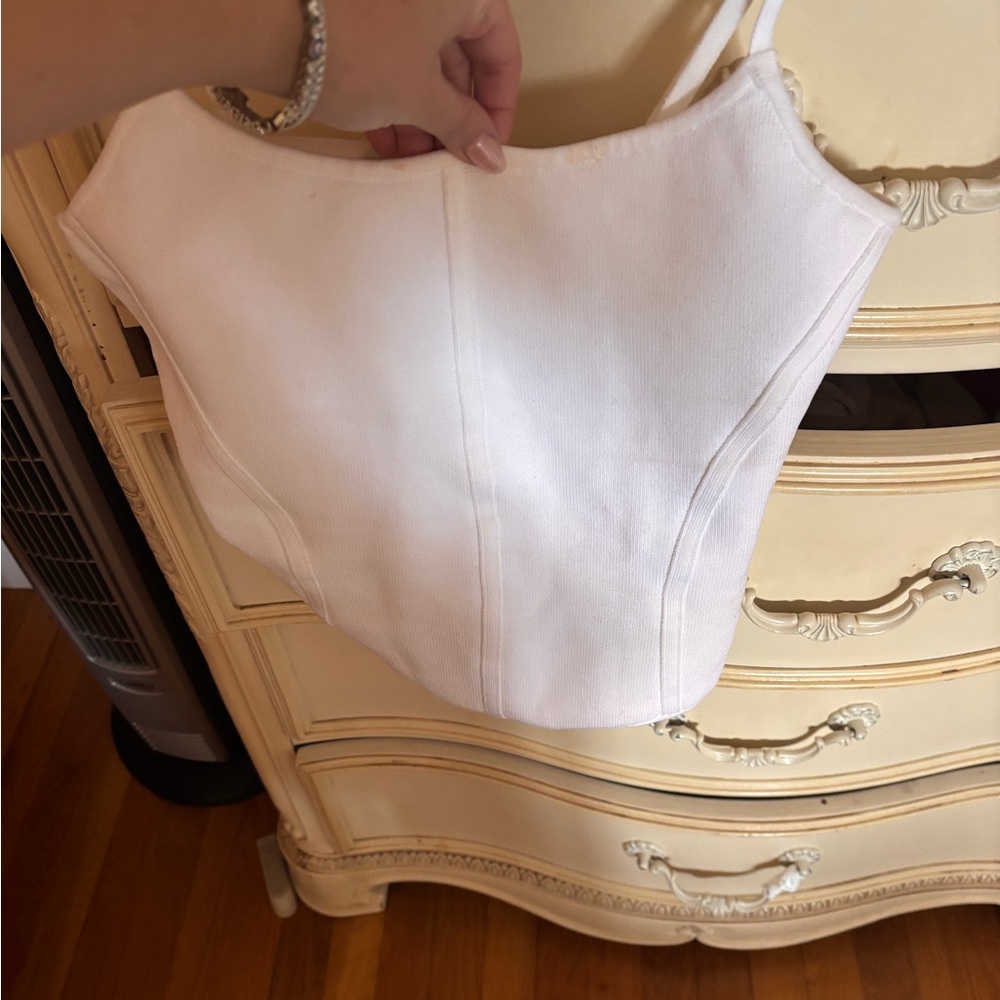 Aritzia bustier style White Crop Top